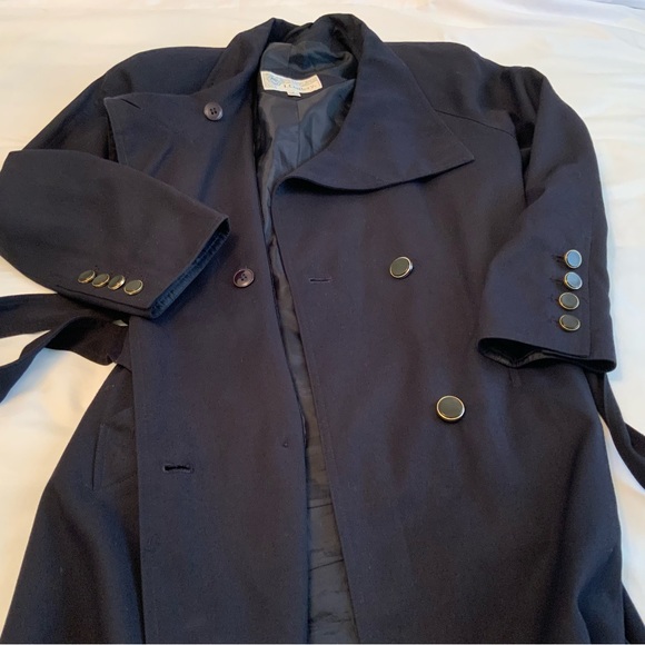 Vintage J. Gallery Womens Belted Trench Coat Navy Blue Size 8 - Picture 9 of 12
